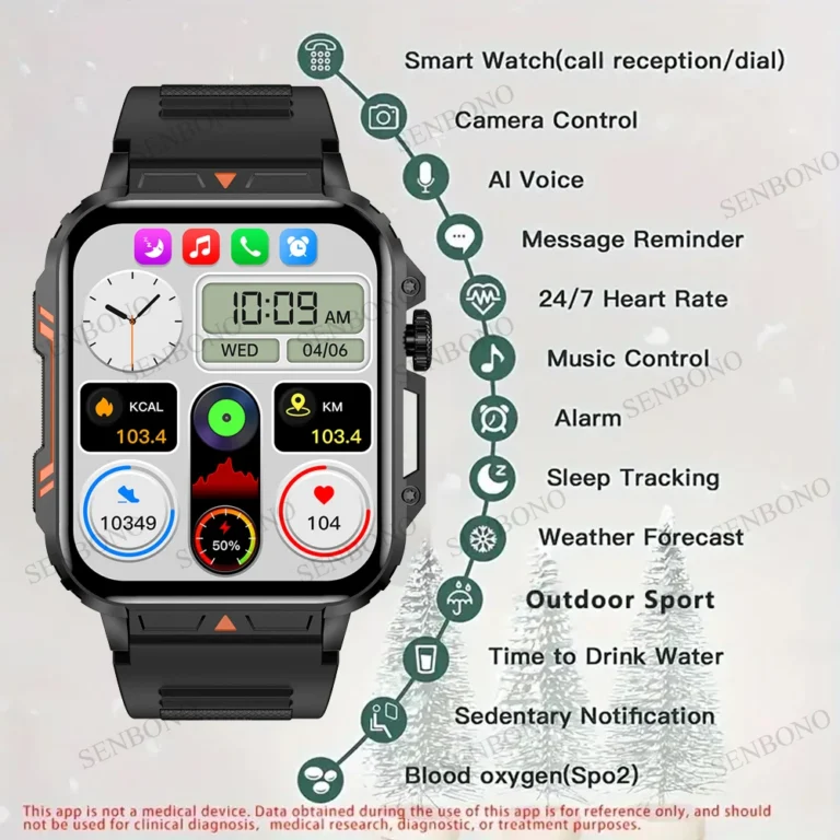 Men Smart Watch Bluetooth Call 24/7 Heart Rate Monitor - Image 2
